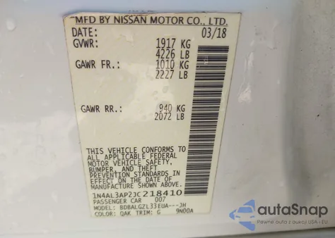 2018 Nissan Altima 2.5 S из США, поврежденный, VIN 1N4AL3AP2JC218410